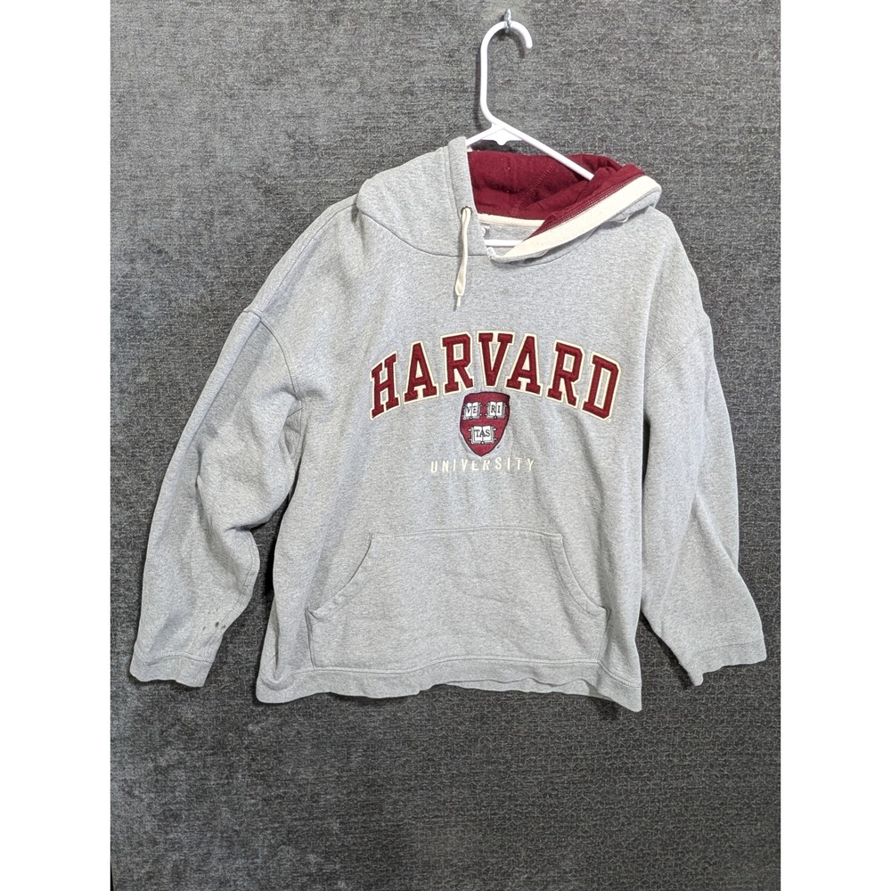 Ouray Harvard University Hoodie Heather Gray Burgundy Crest Sweatshirt XL